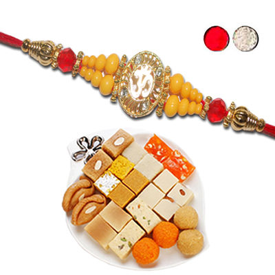 "Rakhi - FR- 8010 A (Single Rakhi), 500gms of Assorted Sweets - Click here to View more details about this Product